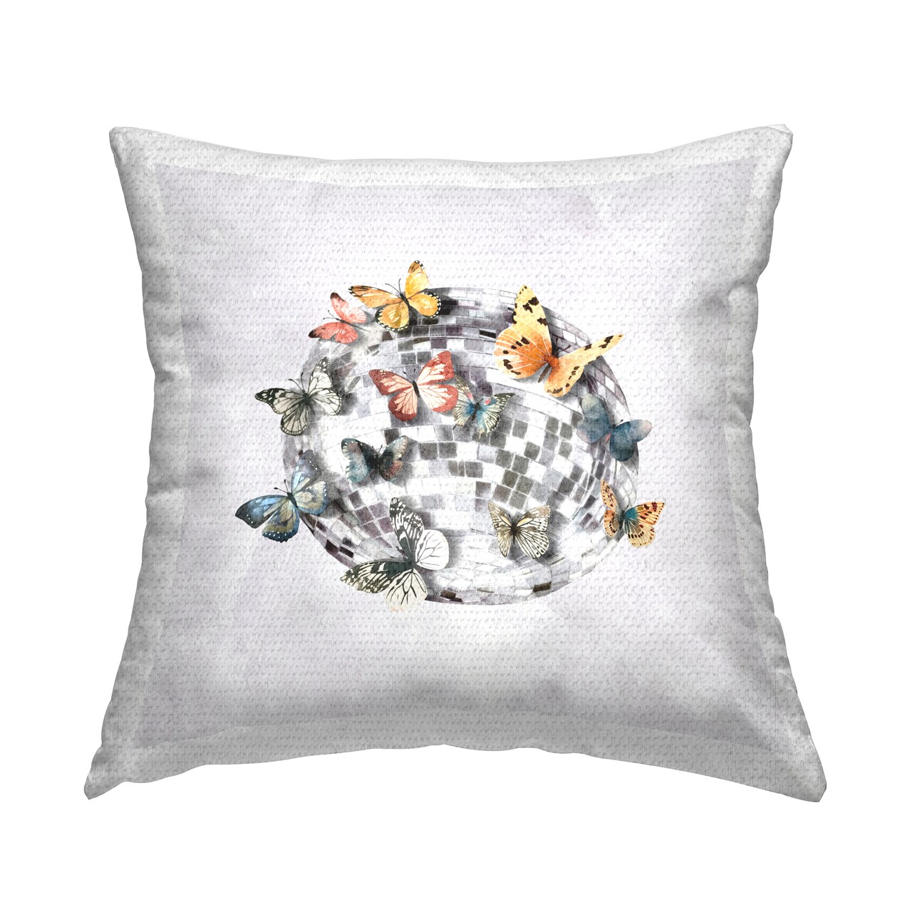 Butterflies on Disco Ball Outdoor Printed Pillow Design by Svetlana Aleynikova, 18 x 7 x 18